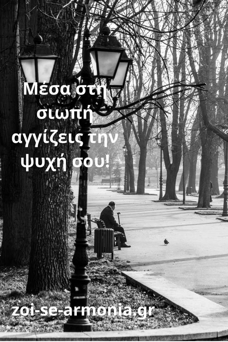 Ήρεμη σκηνή σε χιονισμένο πάρκο: ηλικιωμένος καθισμένος σε παγκάκι παρατηρεί ένα μικρό πουλάκι.